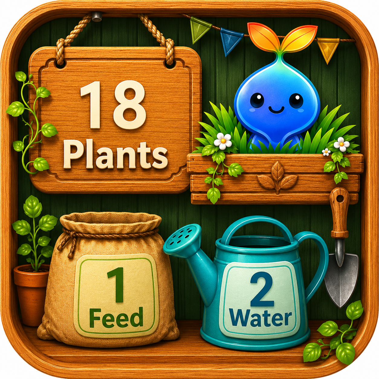SproutShout home-screen widget showing plants and upcoming care